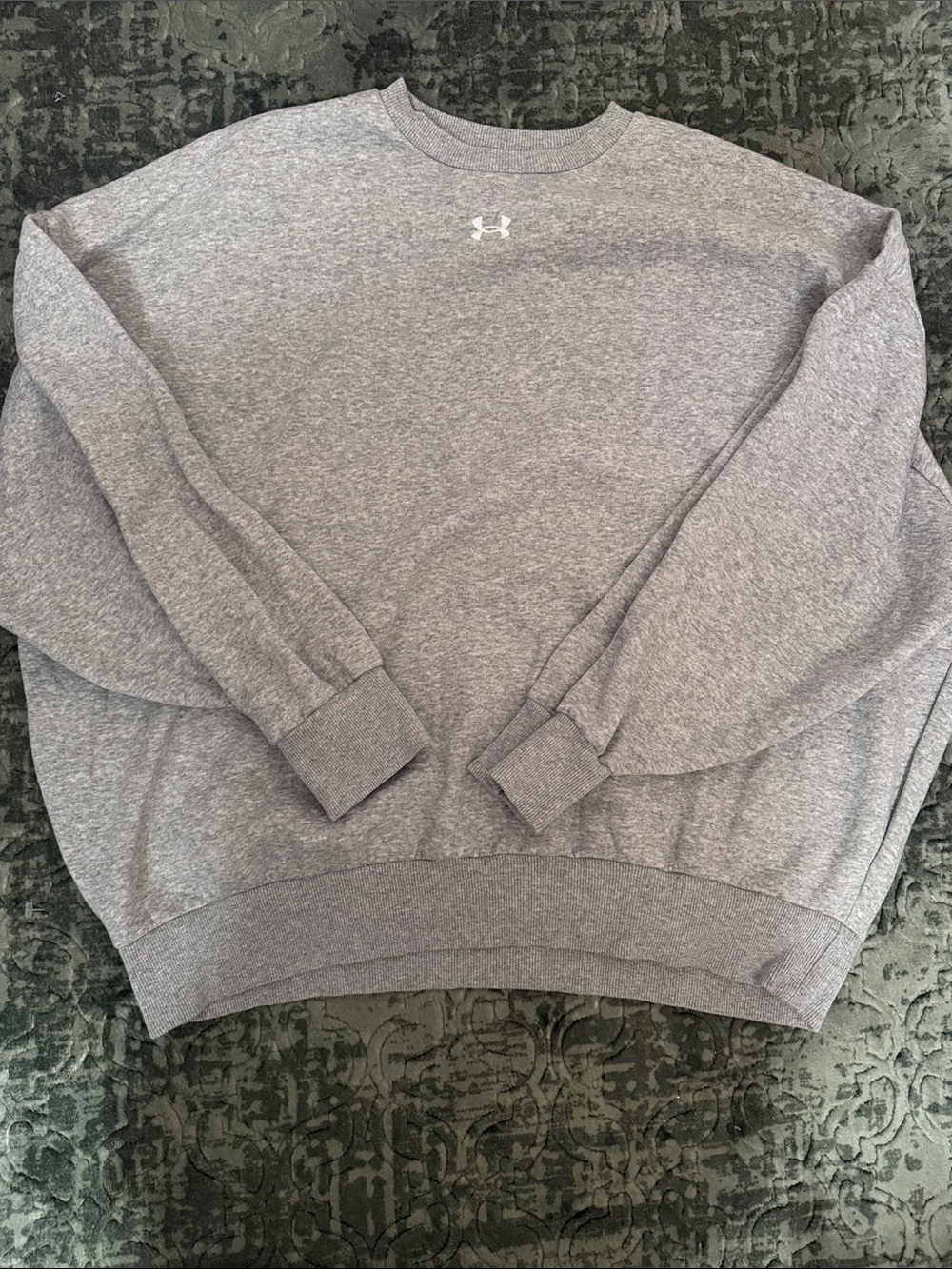 Under Armour Gray Heather Rival Fleece Oversized Crew
